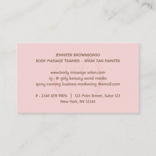 Roze spoeltje Tan Visitekaartje (Achterkant)