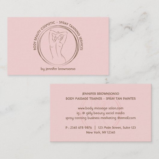 Roze spoeltje Tan Visitekaartje (Voorkant / Achterkant)