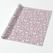 Roze spook Halloween Cadeaupapier (Uitgerold)
