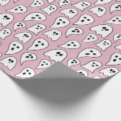 Roze spook Halloween Cadeaupapier (Hoek)