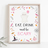 Roze Spook Halloween Eet Drink Ben Enge Partij Tek Poster