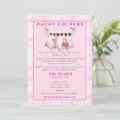 Roze spook Halloween-feestuitnodiging Kaart (Staand voorkant)
