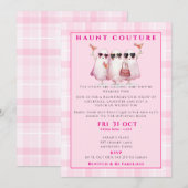 Roze spook Halloween-feestuitnodiging Kaart (Voorkant / Achterkant)