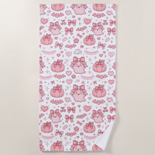Roze spook Halloween strandhanddoek Coquette Schat Strandlaken
