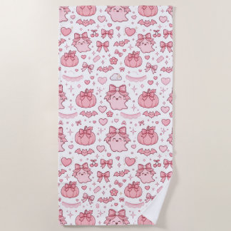 Roze spook Halloween strandhanddoek Coquette Schat Strandlaken
