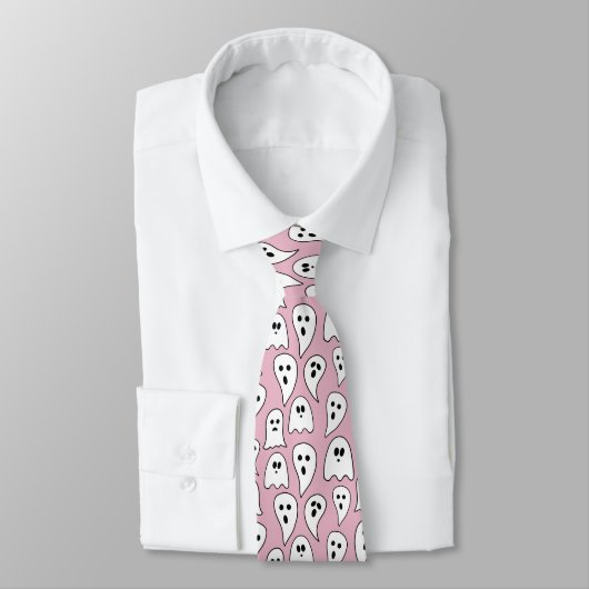 Roze spook Halloween Stropdas (Gebonden)