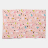 Roze Spook Regenboog Patroon Halloween Keukenhandd Theedoek (Horizontaal)