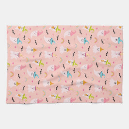 Roze Spook Regenboog Patroon Halloween Keukenhandd Theedoek
