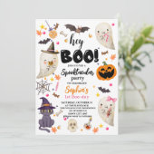 Roze Spooktacular Halloween 1e Boo-day Verjaardag Kaart (Staand voorkant)
