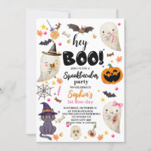 Roze Spooktacular Halloween 1e Boo-day Verjaardag