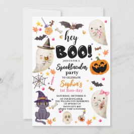Roze Spooktacular Halloween 1e Boo-day Verjaardag Kaart