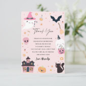 Roze Spooky Birthday Dank je wel Bedankkaart (Staand voorkant)