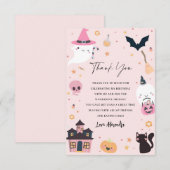 Roze Spooky Birthday Dank je wel Bedankkaart (Voorkant / Achterkant)