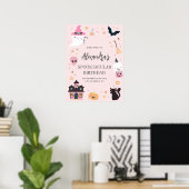 Roze Spooky Birthday Welkomstteken Poster (Thuiskantoor)