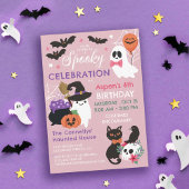 Roze Spooky Celebration Girl Halloween Verjaardag Kaart