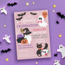 Roze Spooky Celebration Girl Halloween Verjaardag