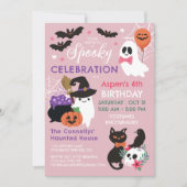 Roze Spooky Celebration Girl Halloween Verjaardag Kaart (Voorkant)