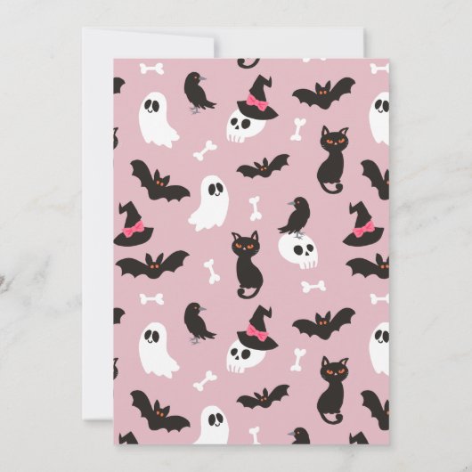 Roze Spooky Celebration Girl Halloween Verjaardag Kaart (Achterkant)