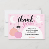 Roze Spooky Een Eerste Verjaardag Bedankkaart (Voorkant)