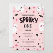 Roze spooky een Halloween meisje 1e verjaardag Kaart (Voorkant)