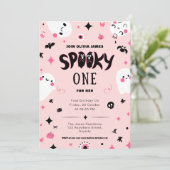 Roze spooky een Halloween meisje 1e verjaardag Kaart (Staand voorkant)
