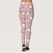 Roze Spooky Ghost Pattern Halloween Leggings (Achterkant)