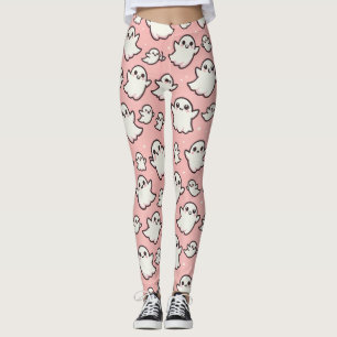 Roze Spooky Ghost Pattern Halloween Leggings