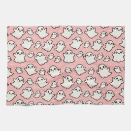 Roze Spooky Ghost Pattern Halloween Theedoek