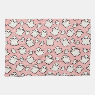 Roze Spooky Ghost Pattern Halloween Theedoek