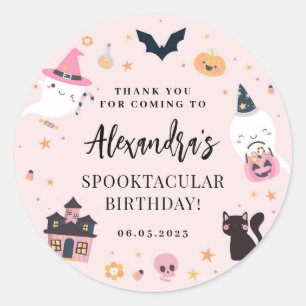 Roze Spooky Halloween Birthday Sticker