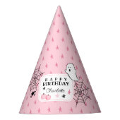 Roze Spooky Halloween Gelukkige Verjaardag Naam Feesthoedjes (Voorkant)
