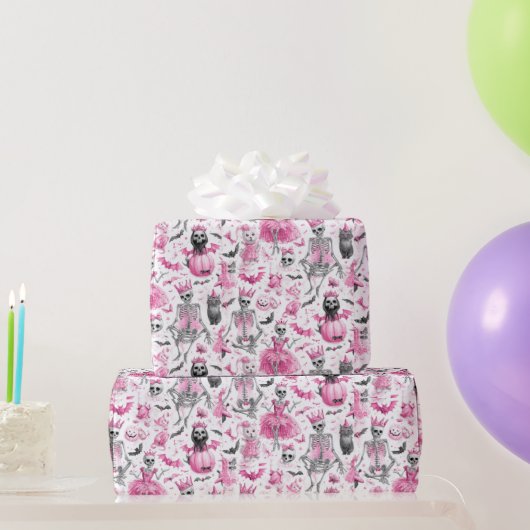 Roze & Spooky Halloween Princess Wrapping Paper Cadeaupapier (Feestgeschenken)