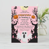 Roze Spooky Halloween Verjaardag Kaart (Staand voorkant)