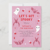 Roze Spooky Halloween Verjaardagsfeestje Kaart (Voorkant)