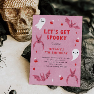 Roze Spooky Halloween Verjaardagsfeestje Kaart