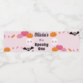 Roze Spooky Halloween Verjaardagsfeestje Waterfles Etiket (Enkel label)