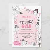 Roze Spooky One Cute Ghost Girl 1ste verjaardag Kaart (Voorkant)