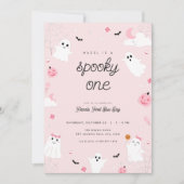 Roze Spooky One First Birthday Party Uitnodiging (Voorkant)
