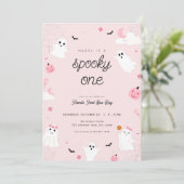 Roze Spooky One First Birthday Party Uitnodiging (Staand voorkant)