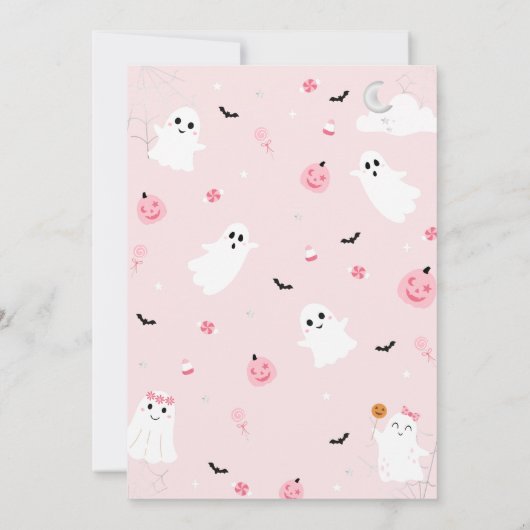 Roze Spooky One First Birthday Party Uitnodiging (Achterkant)