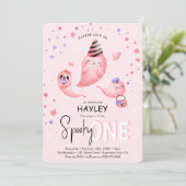 Roze Spooky ONE Ghost Girl Halloween 1ste verjaard Kaart (Staand voorkant)