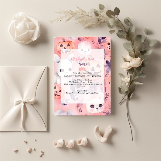 Roze Spooky One Halloween Verjaardag Kaart