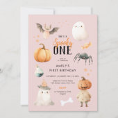 Roze Spooky One Halloween Verjaardagsuitnodiging Kaart (Voorkant)