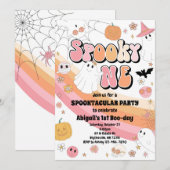 Roze Spooky One Halloween Verjaardagsuitnodiging Kaart (Voorkant / Achterkant)