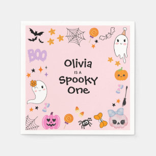 Roze Spooky One Schattige Ghost Halloween 1st Birt Servet
