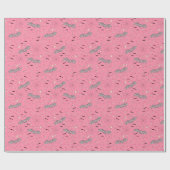 Roze Spooky Schattige Bats Halloween Cadeaupapier (Vlak)