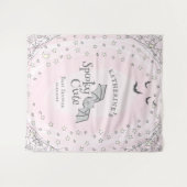 Roze Spooky Schattigee Halloween Baby shower Achte Wandkleed (Voorkant (horizontaal))