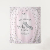 Roze Spooky Schattigee Halloween Baby shower Achte Wandkleed (Voorkant)