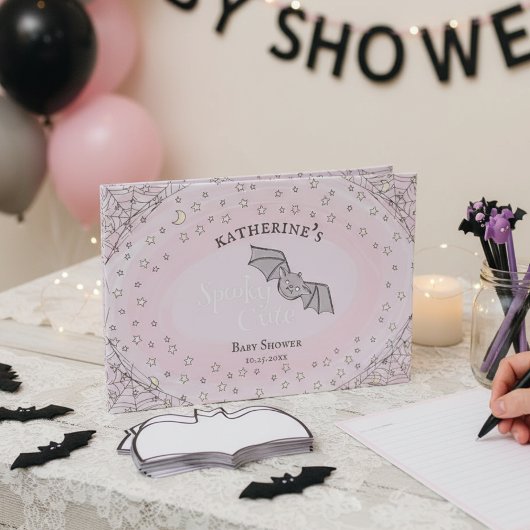 Roze Spooky Schattigee Vleermuizen Halloween Baby  Gastenboek
