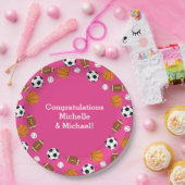 roze sport Baby shower meisje Papieren Bordje (Feest)